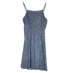 Old Navy Blue White Floral Smocked Back Sundress XL Tall Nautical